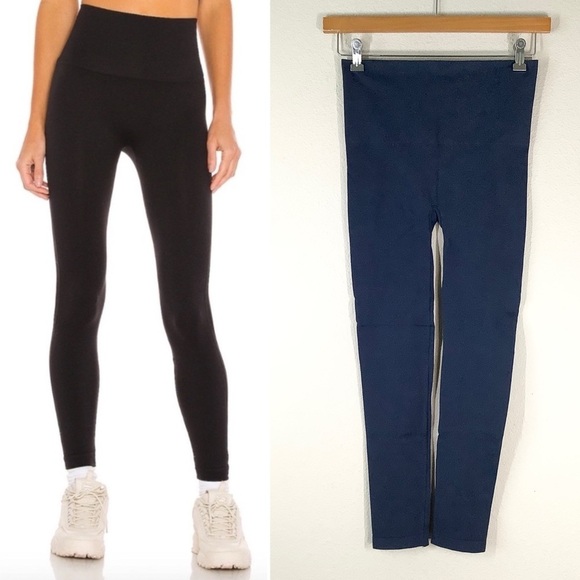 SPANX Seamless Leggings Look at Me Now Navy Blue Layering Minimalist Size L - Picture 1 of 8